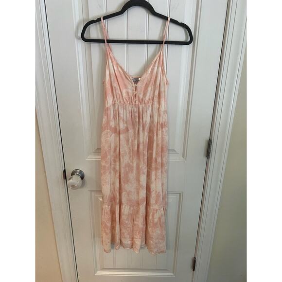 RAILS NWT $188 Delilah Peach‎ Pink Tie Dye Sleeveless Linen Blend Midi Dress XS - Picture 2 of 5